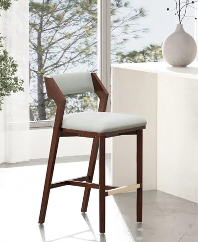 Manhattan Comfort Patricia 39.2" Velvet Upholstered Barstool In Brown