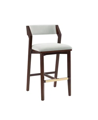 Manhattan Comfort Patricia 39.2" Velvet Upholstered Barstool In Brown