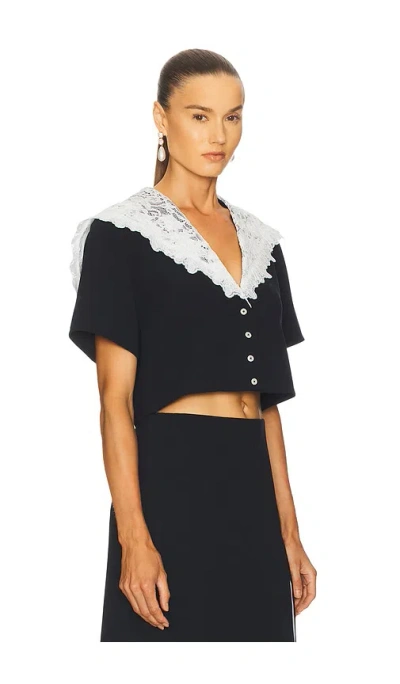 Helsa The Sailor Shirt With Lace Collar In Black