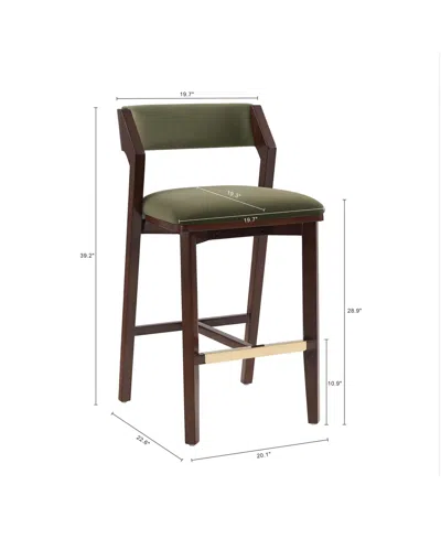 Manhattan Comfort Patricia 39.2" Velvet Upholstered Barstool In Green