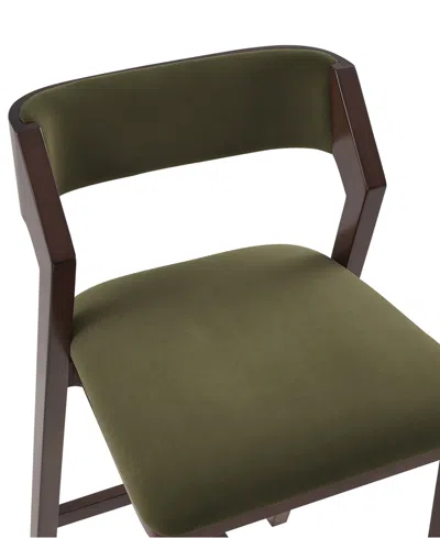 Manhattan Comfort Patricia 39.2" Velvet Upholstered Barstool In Green