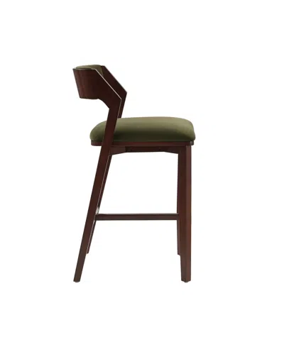 Manhattan Comfort Patricia 39.2" Velvet Upholstered Barstool In Green
