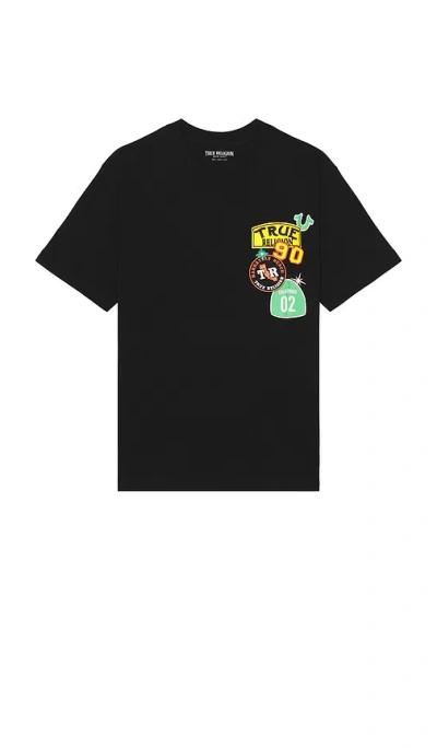 True Religion Short Sleeve Freeway Patch Tee In Black