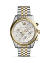 Michael Kors Mk8344 Lexington Stainless Steel Chronograph Watch In Two Tone,silver