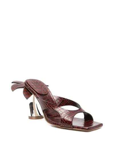 A.w.a.k.e. A.w.a.k.e Mode Chiara 90 Palm Tree Leather Mules In Brown