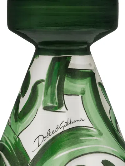 Dolce & Gabbana Small Printed Candle Holder In Green
