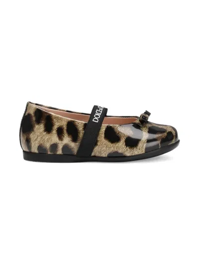 Dolce & Gabbana Leopard-print Bow Ballerinas In Animal Print