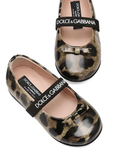 Dolce & Gabbana Leopard-print Bow Ballerinas In Animal Print