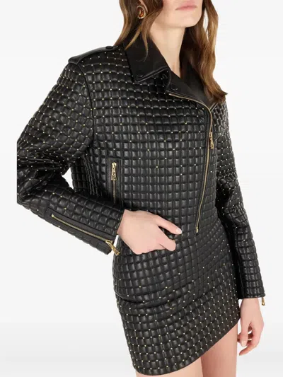 Roberto Cavalli Cropped Jacket With 3d Quilting Effect In Black