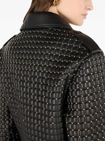 Roberto Cavalli Cropped Jacket With 3d Quilting Effect In Black