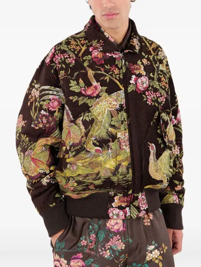 飞鸟花卉飞行员夹克