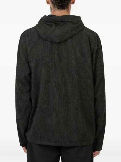 Universal Works Hooded Stripe-pattern Jacket In Black
