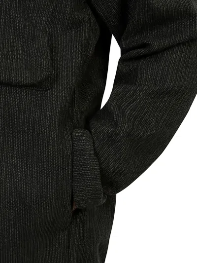 Universal Works Hooded Stripe-pattern Jacket In Black