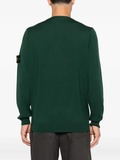 Stone Island Crewneck Sweater With Pockets In Green