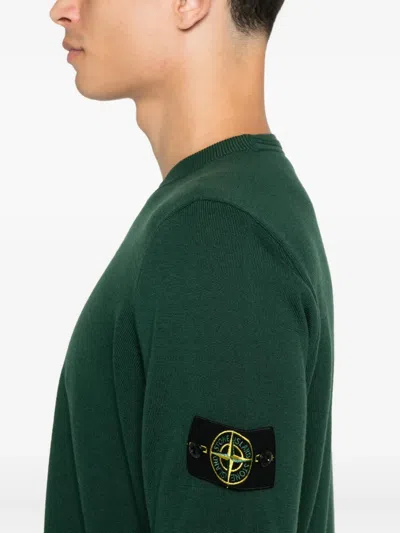 Stone Island Crewneck Sweater With Pockets In Green