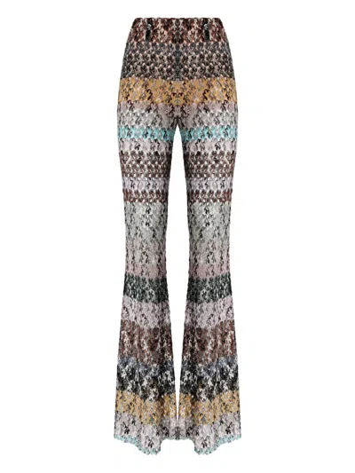 Missoni Striped Metallic-knit Trousers In Multi