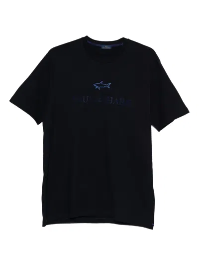 Paul & Shark Cotton Jersey T-shirt With Logo Print In Blue