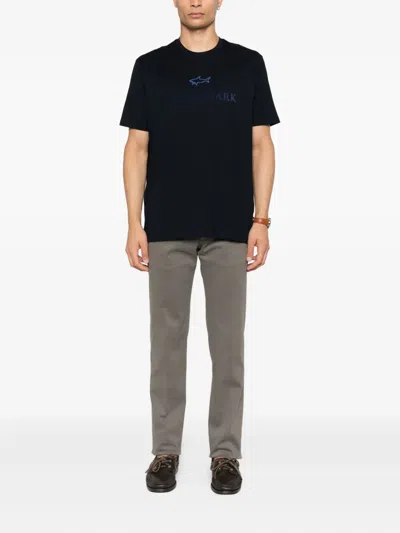 Paul & Shark Cotton Jersey T-shirt With Logo Print In Blue