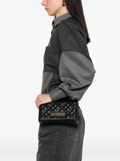 Love Moschino Shiny Shoulder Bag In Black