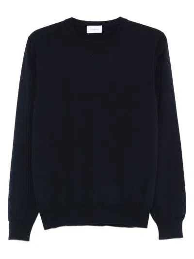 Malo Crew Neck Wool Sweater With Long Sleeves In Blue