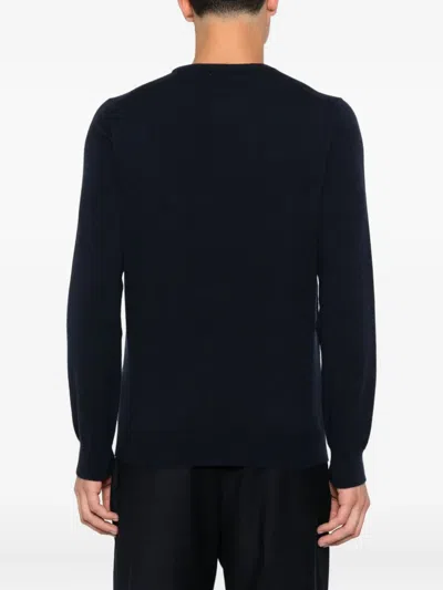 Malo Crew Neck Wool Sweater With Long Sleeves In Blue
