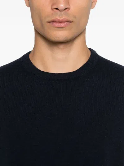 Malo Crew Neck Wool Sweater With Long Sleeves In Blue