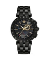 VERSACE Race GMT Alarm Stainless Steel and Black PVD Watch, 46mm,704885BLACK
