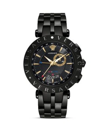 Shop Versace Race Gmt Alarm Stainless Steel And Black Pvd Watch, 46mm