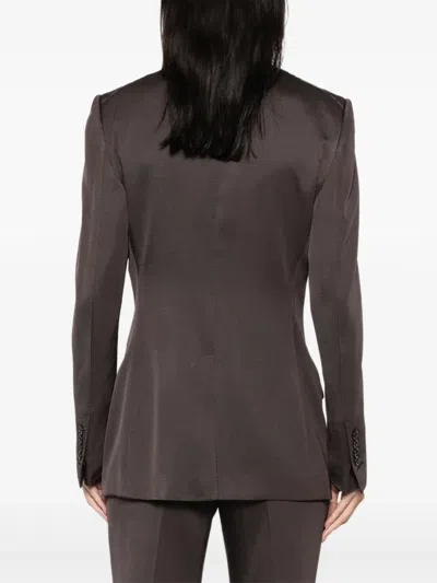 Tom Ford Double-breasted Blazer With Structured Shoulders In Brown