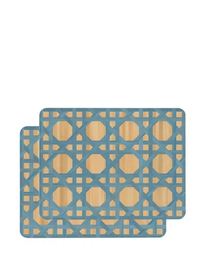 Hestialiving Epoch Rectangular Bamboo-pattern Tablemats (set Of Two) In Neutral