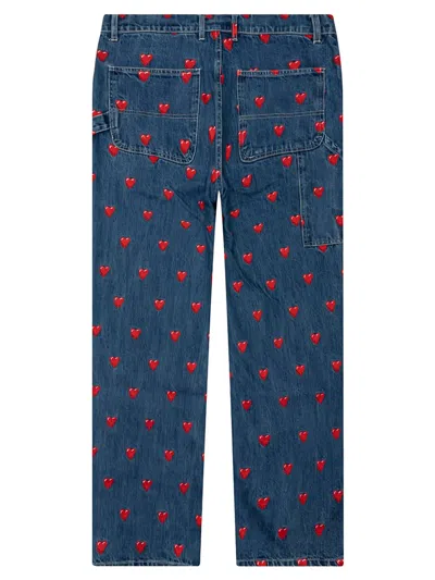 Emotionally Unavailable Heart-pattern Jeans In Blue