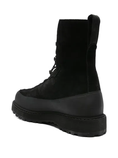 Stone Island Hiking Boot With Dual Lacing And Lug Sole In Black