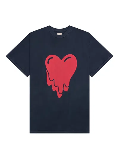 Emotionally Unavailable Melting-heart Logo T-shirt In Blue