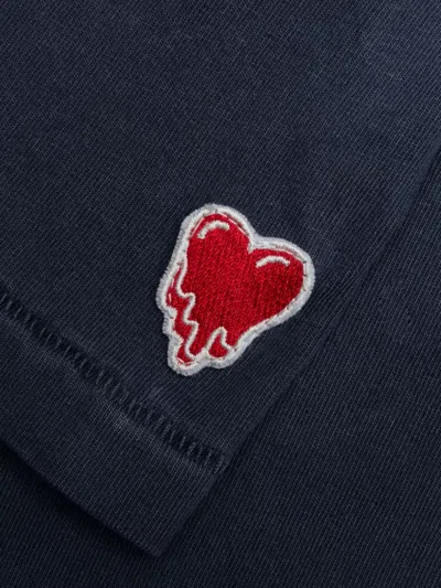 Emotionally Unavailable Melting-heart Logo T-shirt In Blue
