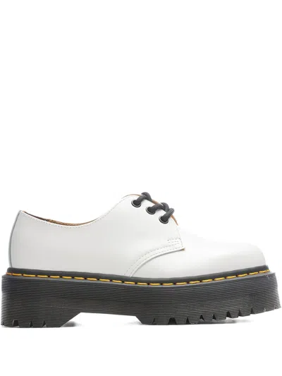 Dr. Martens White 1461 Smooth Platform Derbys In White Smooth