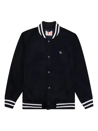 Emotionally Unavailable Melting-heart Varsity Jacket In Black