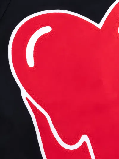 Emotionally Unavailable Melting-heart Varsity Jacket In Black