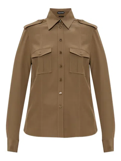 Tom Ford Silk Shirt In Brown
