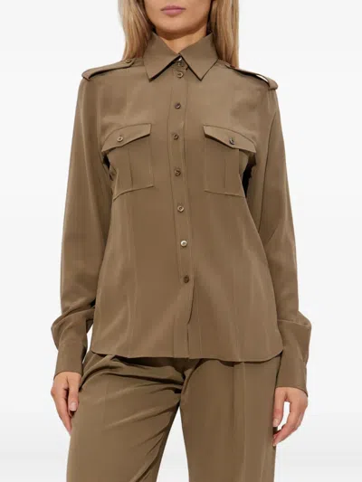 Tom Ford Silk Shirt In Brown