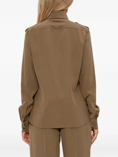 Tom Ford Silk Shirt In Brown