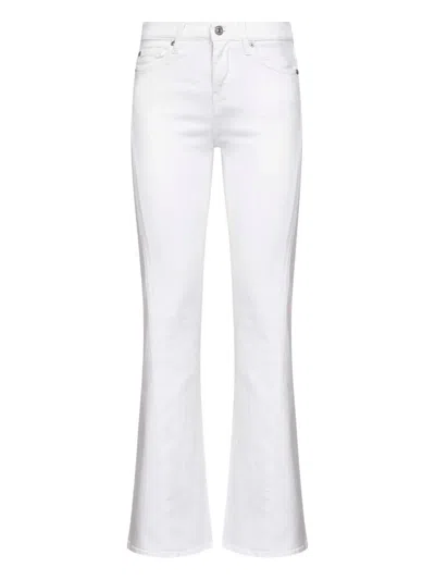 7 For All Mankind Womens High Rise Split Hems Bootcut Jeans In White