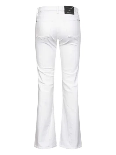 7 For All Mankind Womens High Rise Split Hems Bootcut Jeans In White