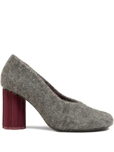 Ami Alexandre Mattiussi Black Mohair Knit Piano Pumps Grey In Gray