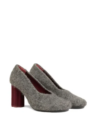 Ami Alexandre Mattiussi Black Mohair Knit Piano Pumps Grey In Gray