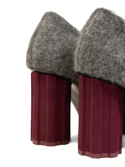 Ami Alexandre Mattiussi Black Mohair Knit Piano Pumps Grey In Gray