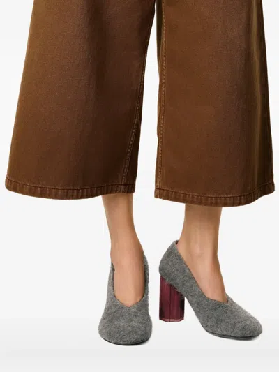 Ami Alexandre Mattiussi Black Mohair Knit Piano Pumps Grey In Gray