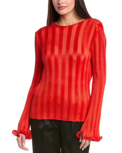 Simkhai Carys Mock Neck Sweater Top In Fiery Red In Red