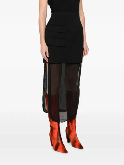 A.w.a.k.e. A. W.a. K.e. Mode Virgin Wool Basque Maxi Skirt In Black