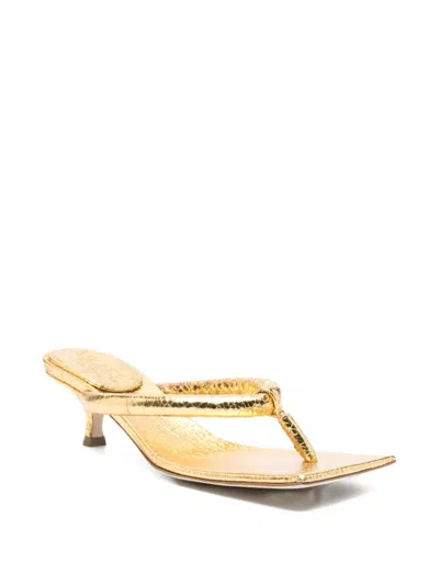 A.w.a.k.e. 60mm Knotted Square-toe Sandals In Gold