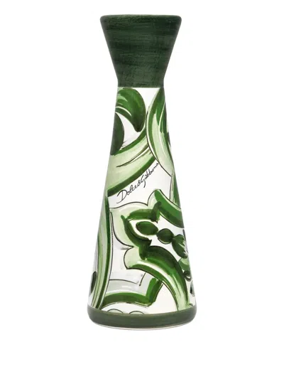 Dolce & Gabbana Medium Printed Candle Holder In Green